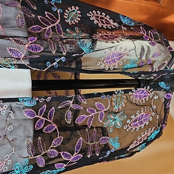 CATHERINES OPEN FRONT CARDIGAN TOP LIGHTWEIGHT OX PURPLE TEAL PINK BLACK - Picture 5 of 9